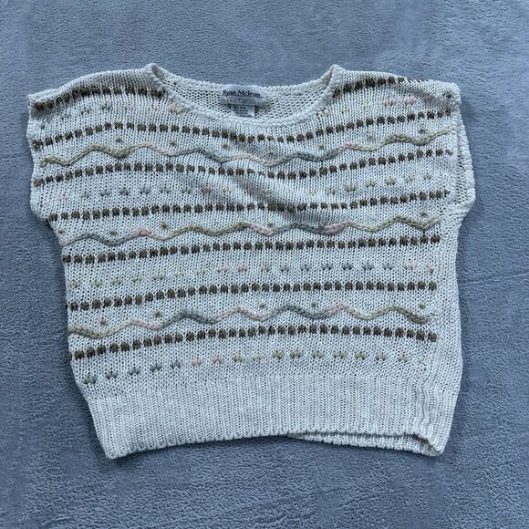 Ryan Mclean Top Women's Medium Knit Vest Sleeveless Fair Isle White Christmas - Picture 1 of 7